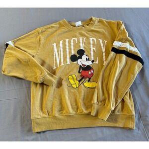 Mickey Mouse Sweater XL Adult‎ Gold Striped Vintage Disney